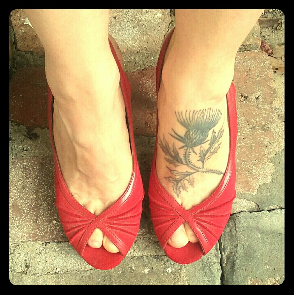 Steve Madden Red Suede/Leopard Heels
